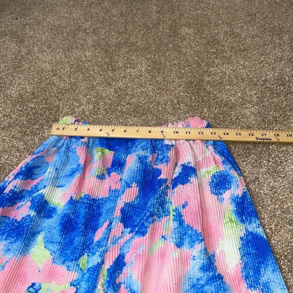 Niccy pants wide leg tie dyed look accordion elastic waist pull on trousers MD - Picture 7 of 9